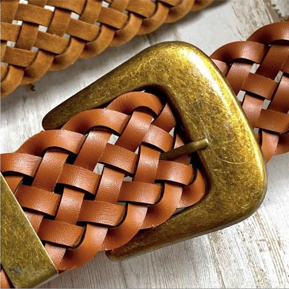 Women's Leather Woven Belt Adjustable